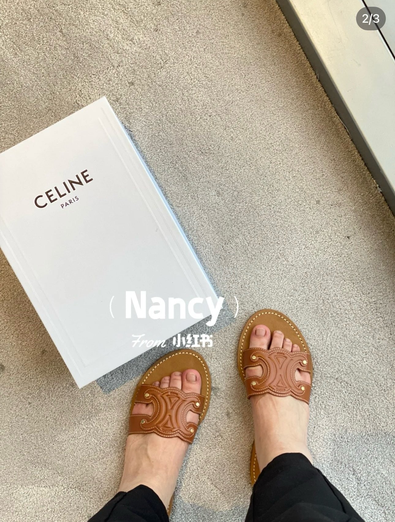 Celine Slipper Logo Cowhide 374743