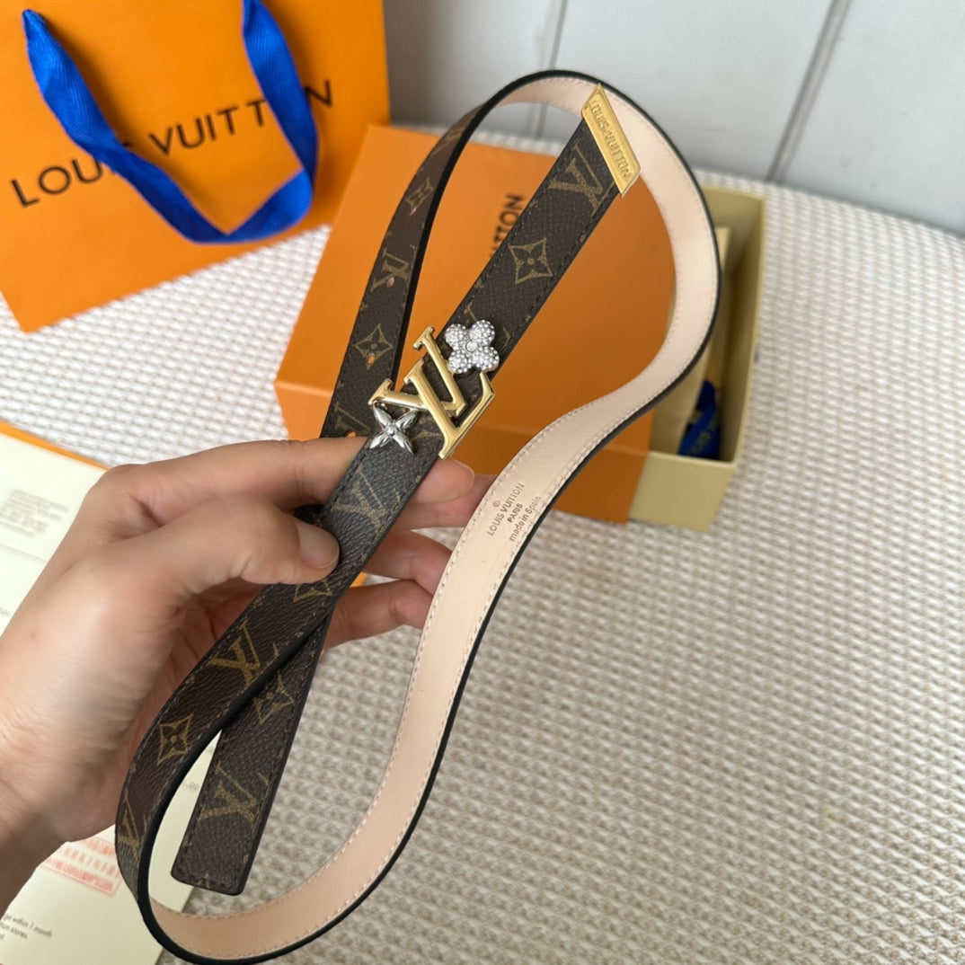 LV GRAM 20 MM REVERSIBLE BELT MONOGRAM BROWN CALFSKIN GOLD HARDWARE