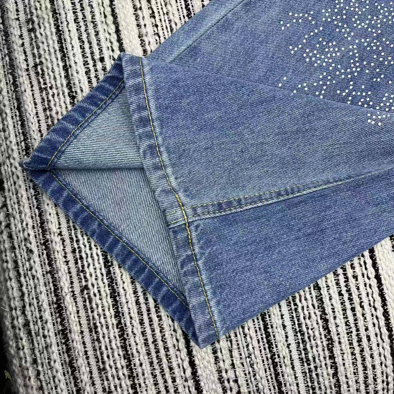 Chanel 2026 Straight-leg Jeans With Double C Logo And Rhinestone Embellishment