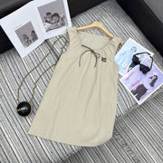 Miumiu 2026 Sleeveless Dress Khaki Cotton Polyester