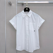 Chanel 2026 Short-sleeved Shirt With Double C Embroidery White Cotton 375211