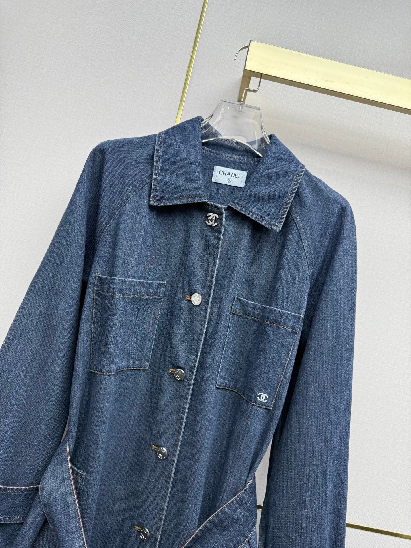 Chanel 2026 Denim Long Coat Blue Cotton 771515