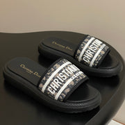 CD 25  Slippers Black White  Fabric 394063