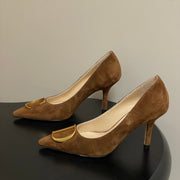 CD 26 High-Heeled 85 Pumps Brown Suede 593595