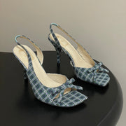 CD 26 Slingback 85 Black Green Blue Leather Silk Fabric 593602