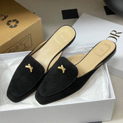 CD 26 Bow Mules Black Beige Suede Cowhide 632595