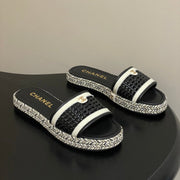 CC 26s Platform Slippers Black Cowhide 649461