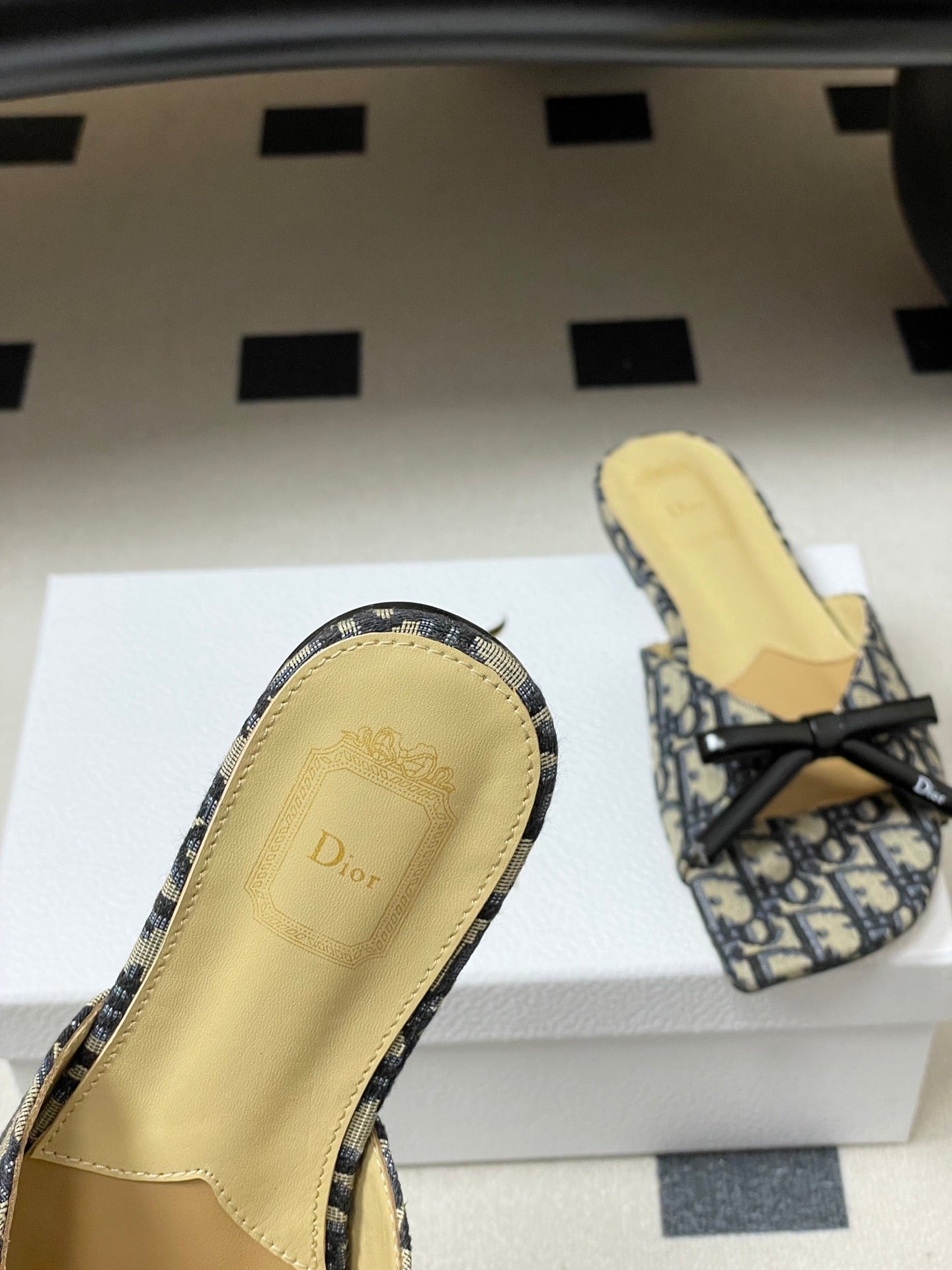 Dior 2026 Bow Slipper Canvas Calfskin 911148