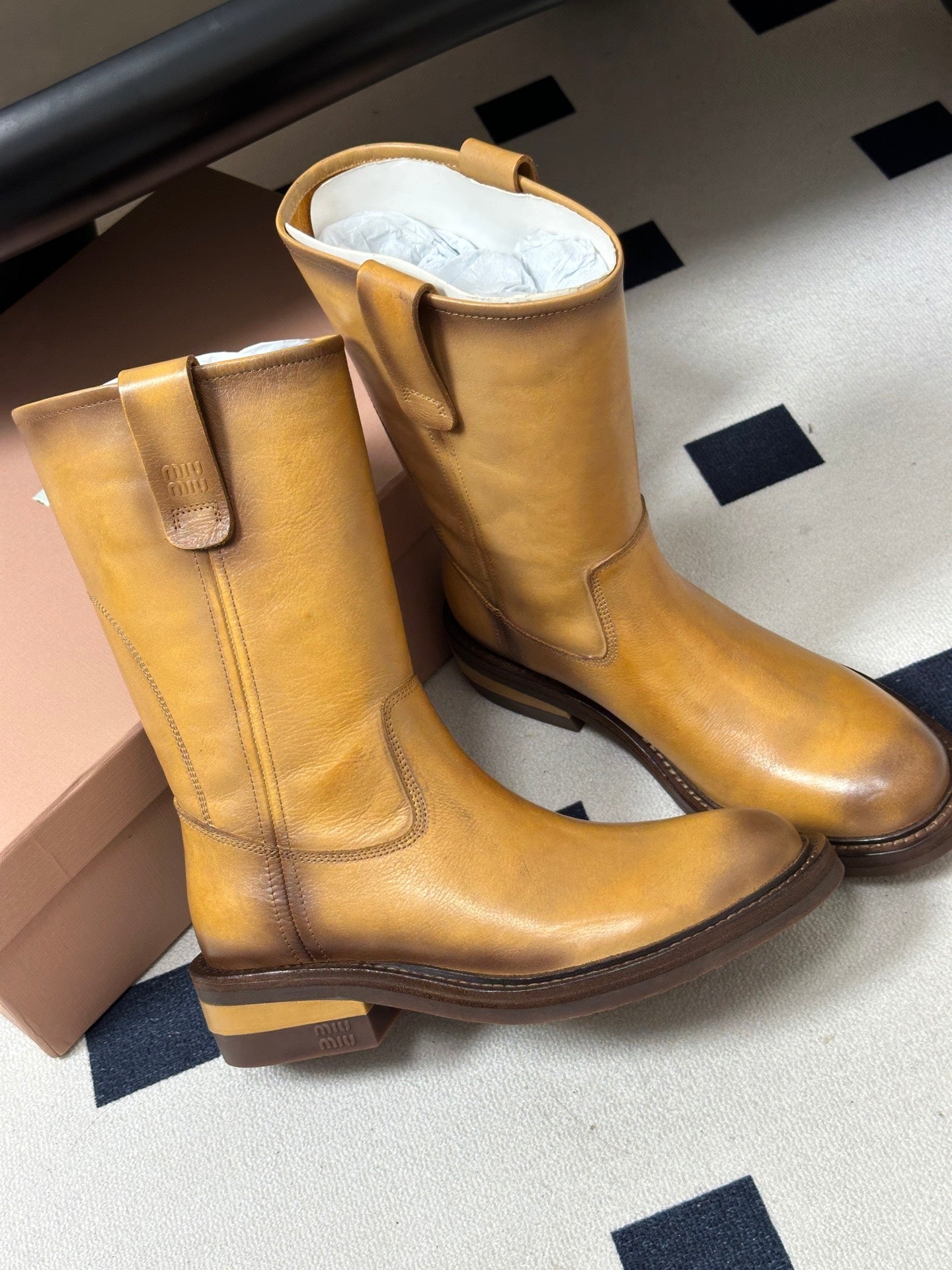 Miu Miu 2026 Foule Mid-Calf Boots Cowhide 994108
