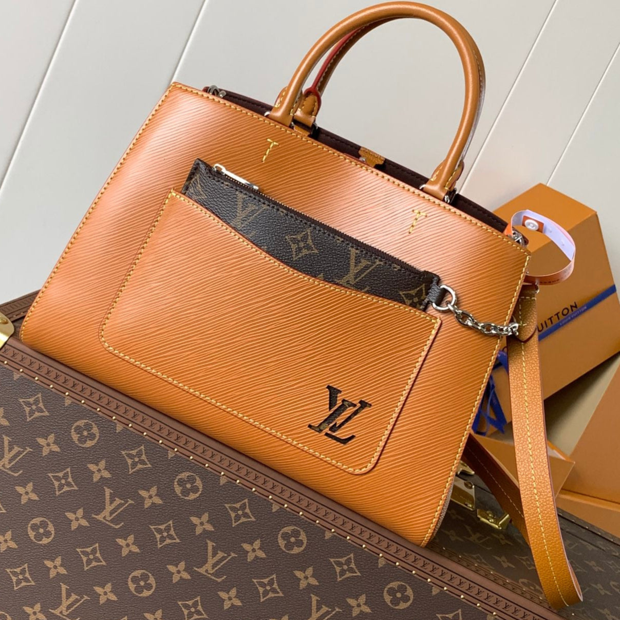 LV Marelle 30cm Tote Bag Caramel mix Brown Epi grain leather 241072