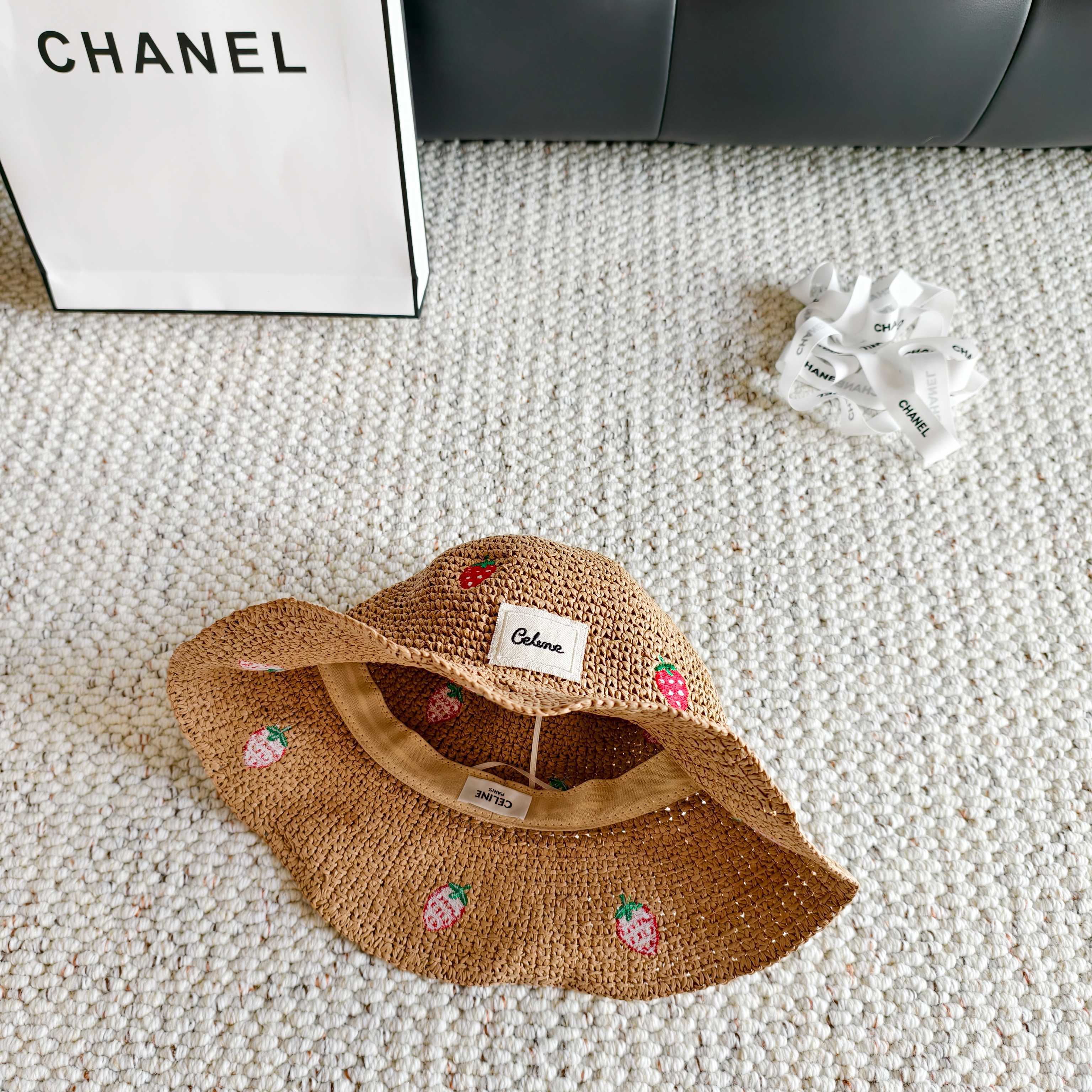 Celine Woven Strawberry Bucket Hat 400938