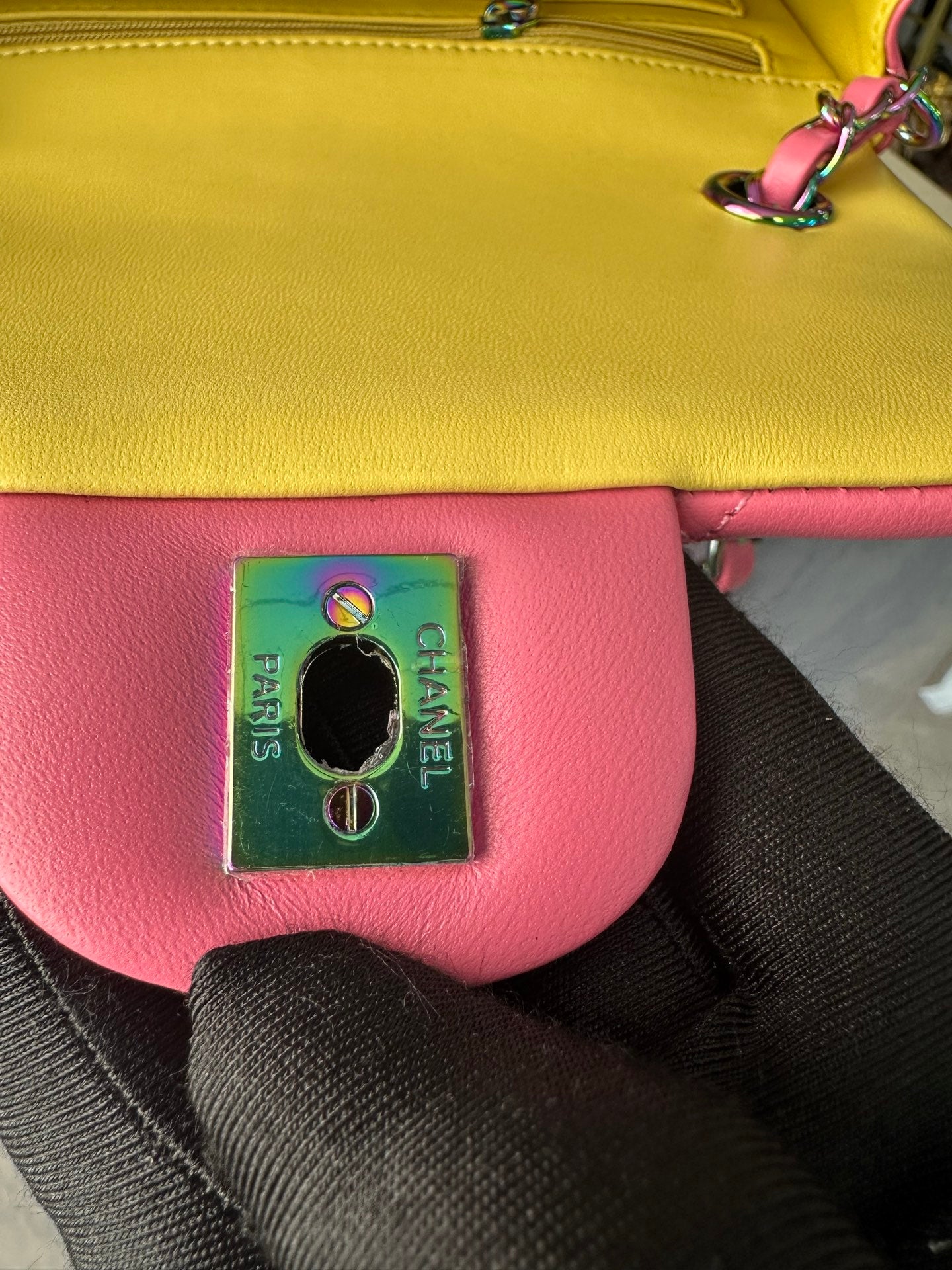 Chanel 2026 Flap Bag 20cm Pink Quilted Leather Rainbow Buckle