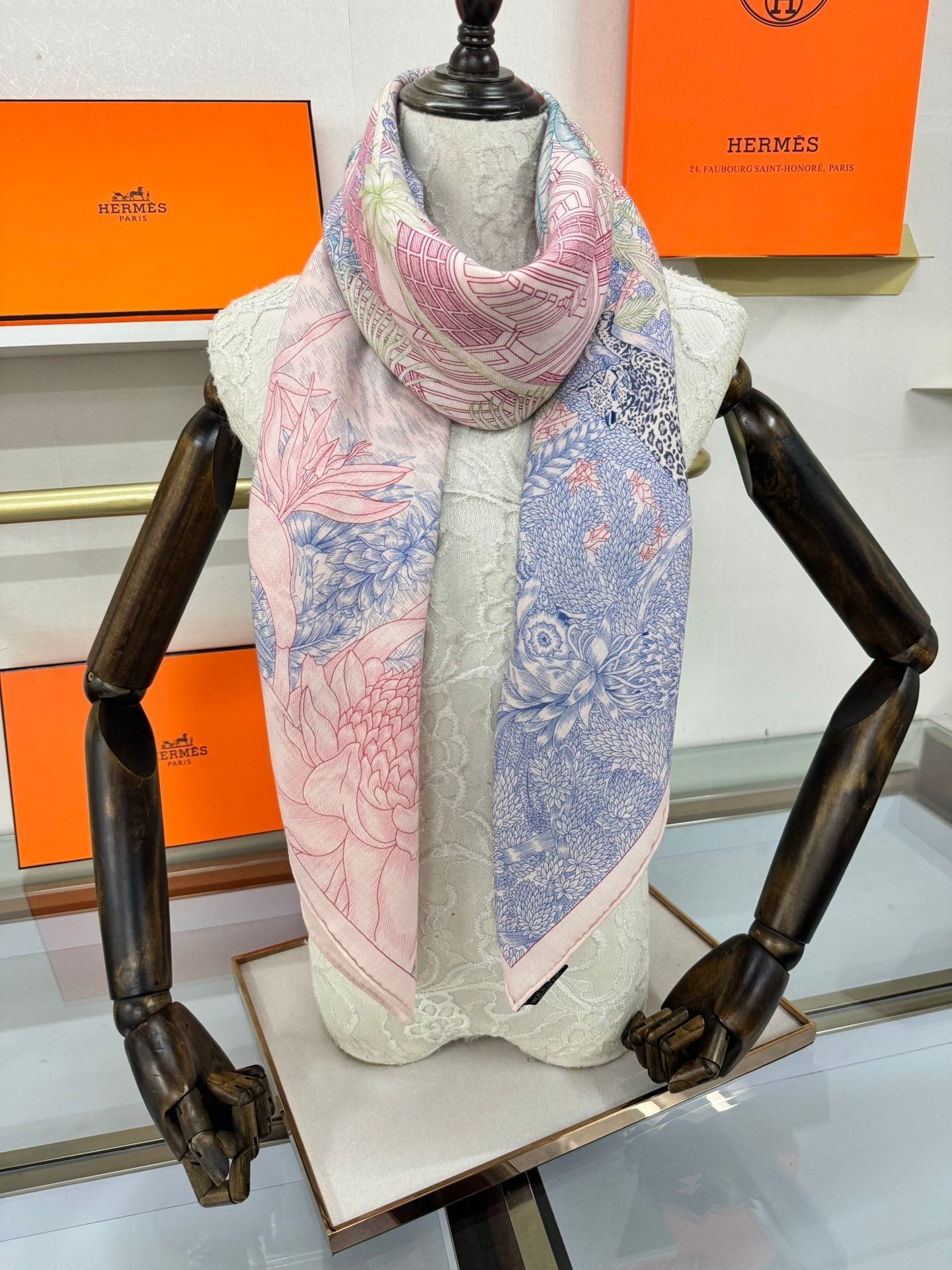 FAUBOURG TROPICAL SHAWL 140 CM IN COLORFUL CASHMERE AND SILK 379769