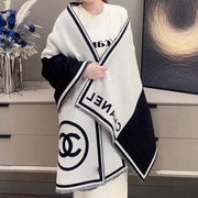 CC Scarf 190 CM In White Mix Black Cashmere And Wool 401998