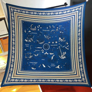 HM 26ss Amazon  Scarf 90 Blue Colorful Twill Silk 126339