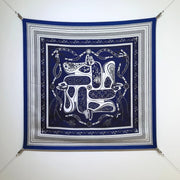 HM 26ss Amazon  Scarf 90 Dark Blue White Twill Silk 132411