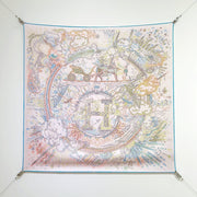 HM 26s 90 Double Sided Scarf Light Pink Blue Colorful Mulberry Silk 145750