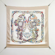 HM 26s 90 Double Sided Scarf Beige White Colorful Mulberry Silk 145755