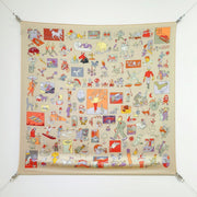 HM 26s Horse Scarf 90 Beige Colorful Cashmere Silk 139213