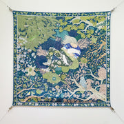 HM 26ss Sweet Saddle Scarf 90 Blue Green Twill Silk 132420