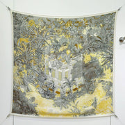 HM 26s 90 Double Sided Scarf Black White Yellow Colorful Mulberry Silk 141475