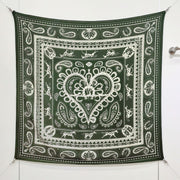 HM 26s Heart Horse Scarf 140 Dark Green Cashmere Silk 139235