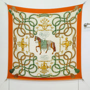 HM 26ss Double Sided Scarf 90 Orange Green Beige Cashmere Silk 132455