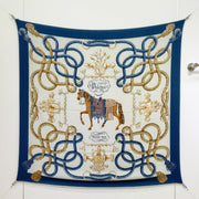 HM 26ss Double Sided Scarf 90 White Blue Beige Cashmere Silk 132457