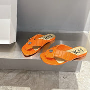 Loewe 25 Toy Panta Toe Thong Orange Sheepskin 317258