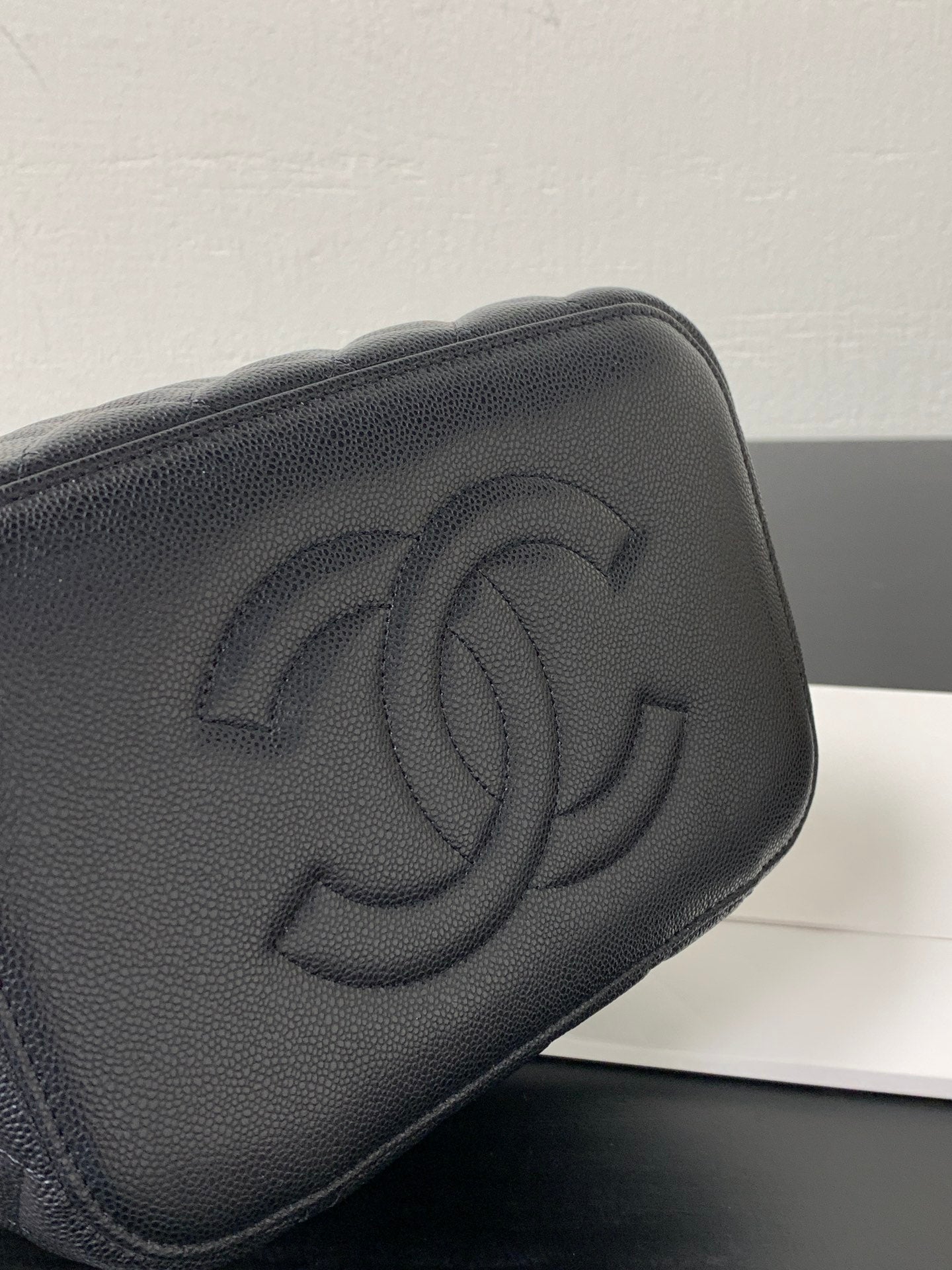 Chanel 2026 Vanity Pouch 21cm Black Caviar Quilted
