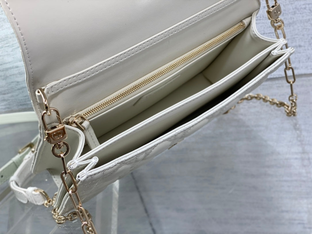 MY CD 24 TOP HANDLE BAG WHITE LAMBSKIN