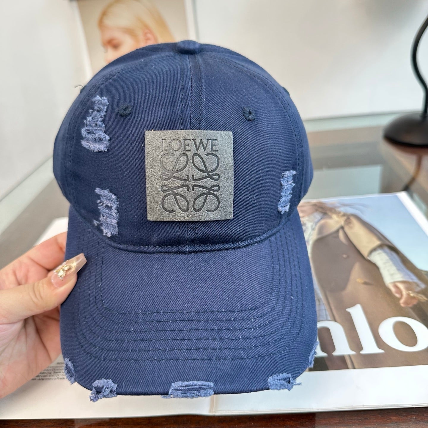 Loewe Distressed Baseball Cap 343427