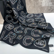 CC Square Scarf 90 CM In Black Mix White Silk 288720