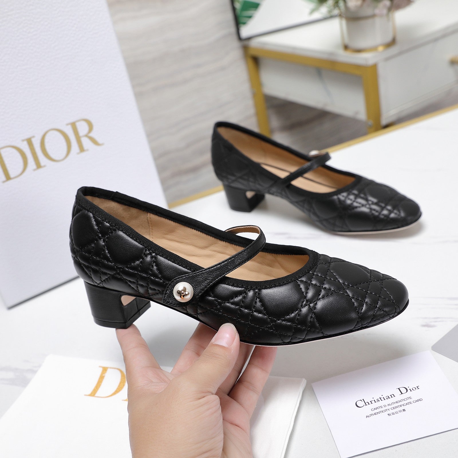 CD Ballet Pump 40mm In Black Quilted Calfskin 995268