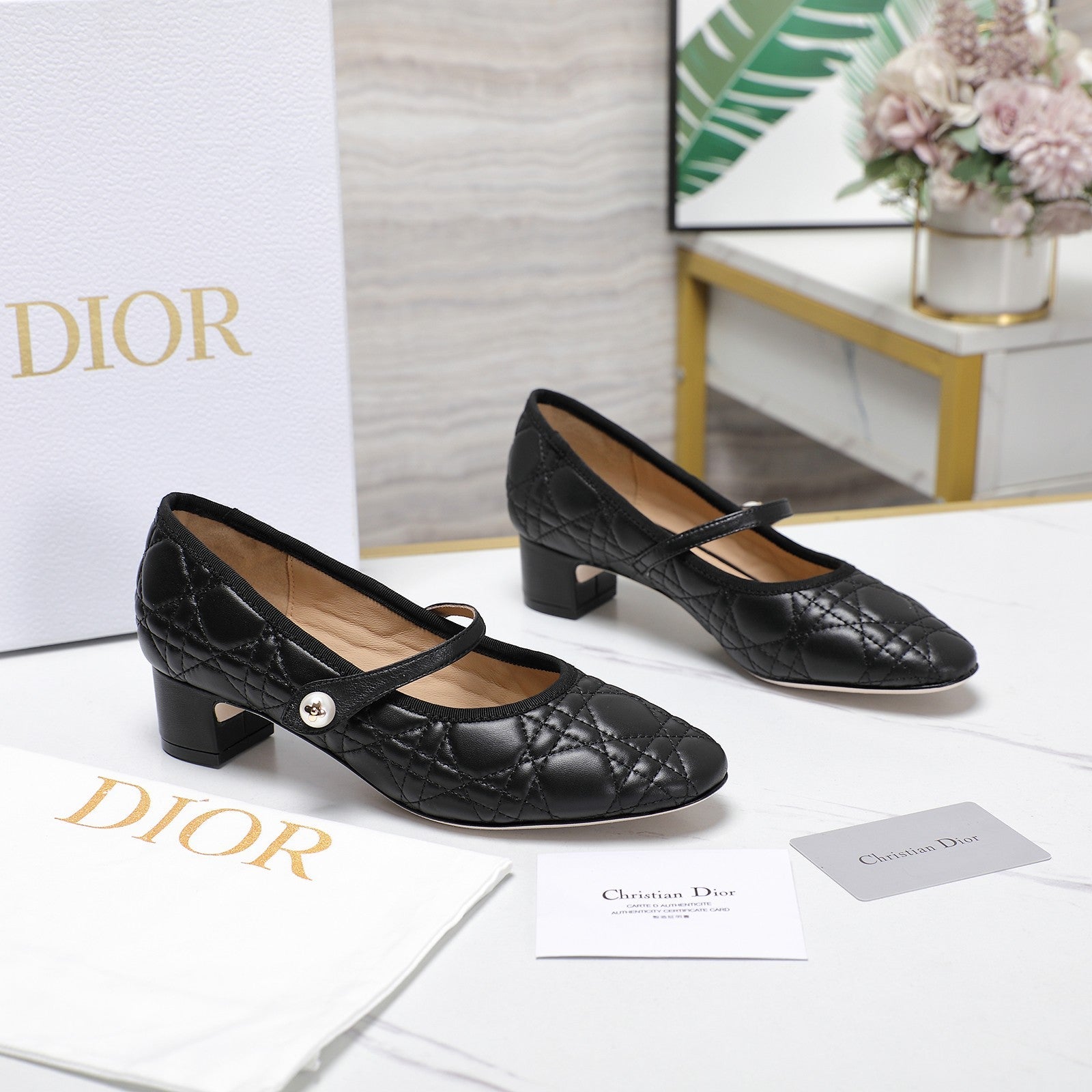 CD Ballet Pump 40mm In Black Quilted Calfskin 995268