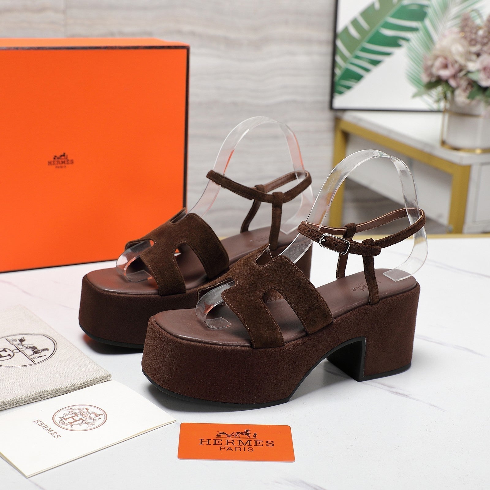 HM Jam 70 sandal In Chocolate Suede 120317