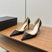 Valentino Black Rockstud D'Orsay Pumps 95mm Cowhide  989892