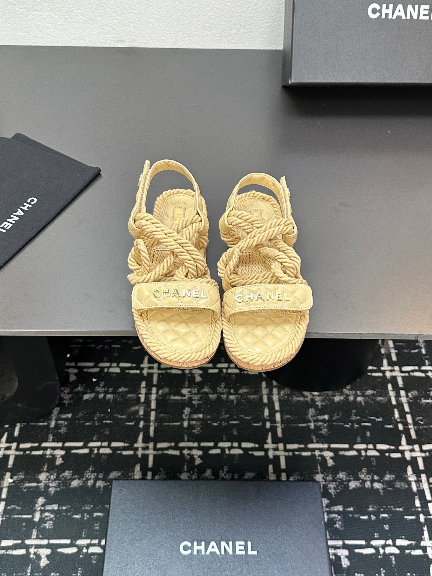 CC Sandals Beige Rope Lambskin 331282