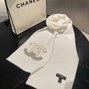 CC Rhinestone-Embellished Shawl 180 CM In White Cashmere Wool 363686