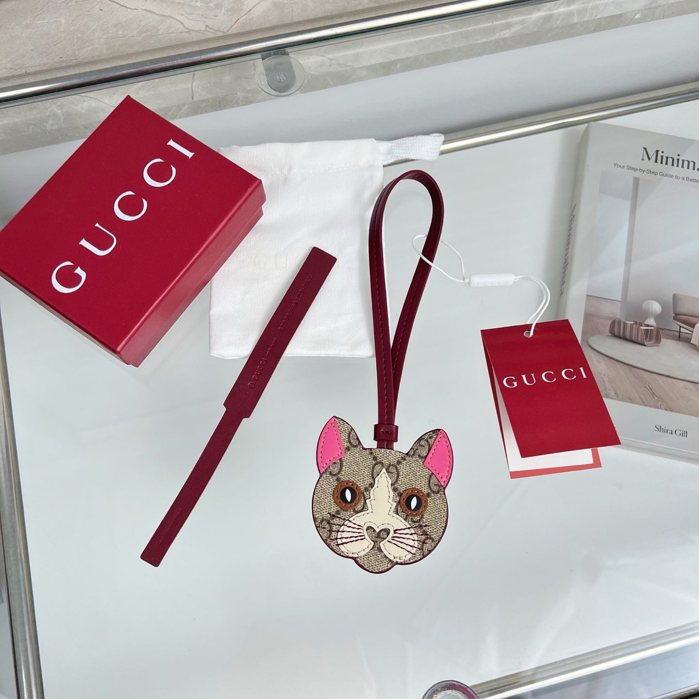 Gucci  Etoupe Red Cat Bag Charm