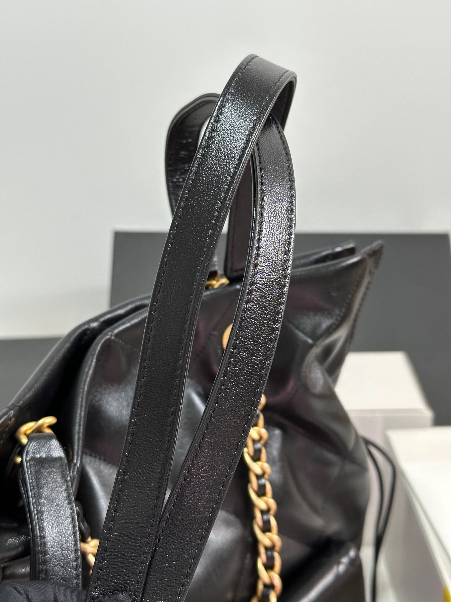 CC 25C Drawstring Backpack Black Lambskin Gold Hardware 243655