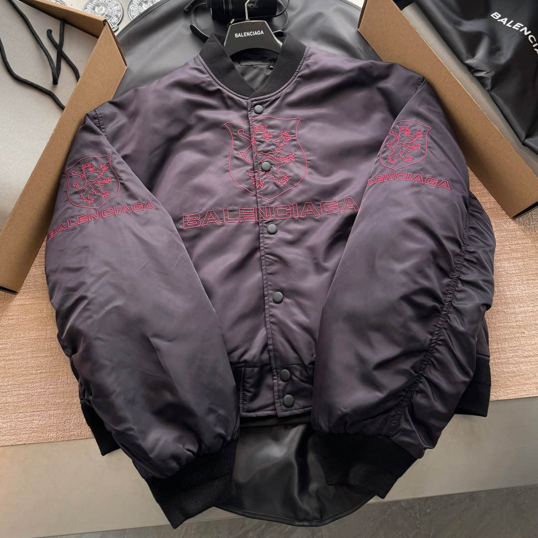 Balenciaga 25 Down Jackets Charcoal Purple Polyester 0028