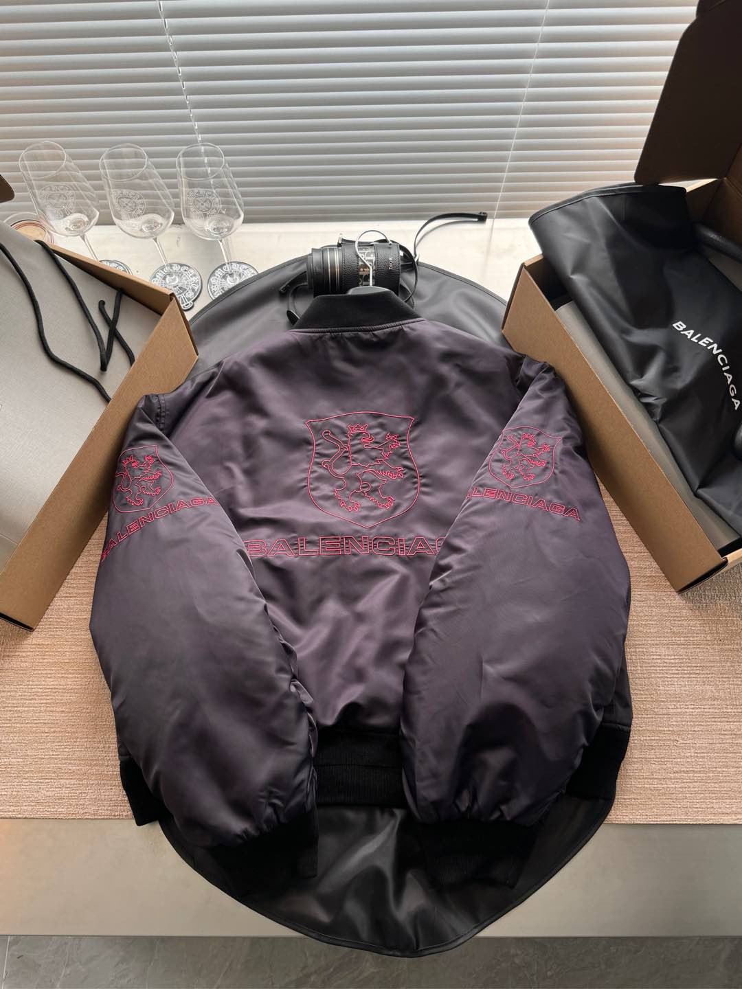 Balenciaga 25 Down Jackets Charcoal Purple Polyester 0028