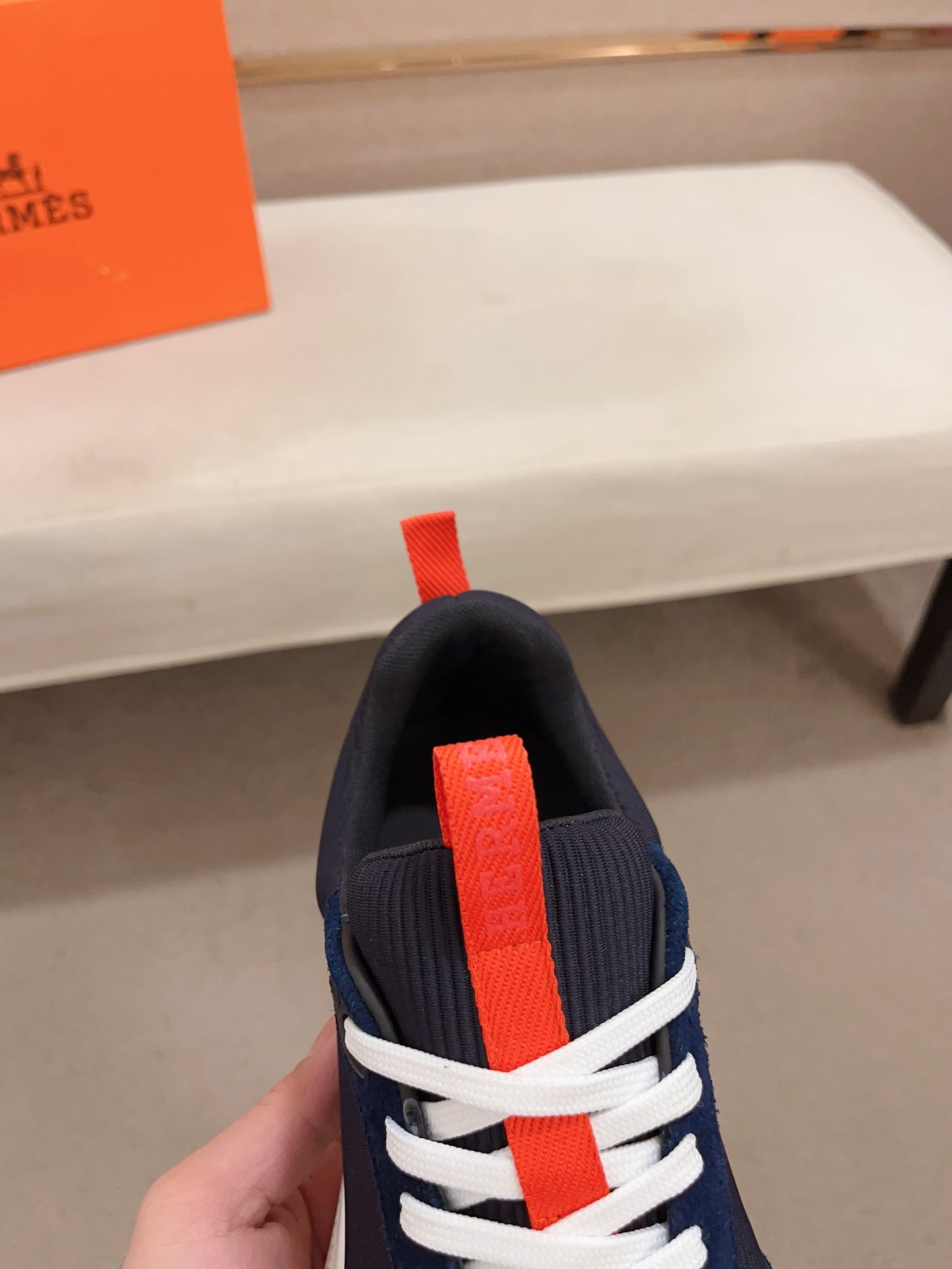 HM HUGO SNEAKER NAVY WEAVE AND SUEDE