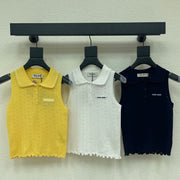 Miumiu 2026 Sleeveless Knit Polo Shirt Wool 348368