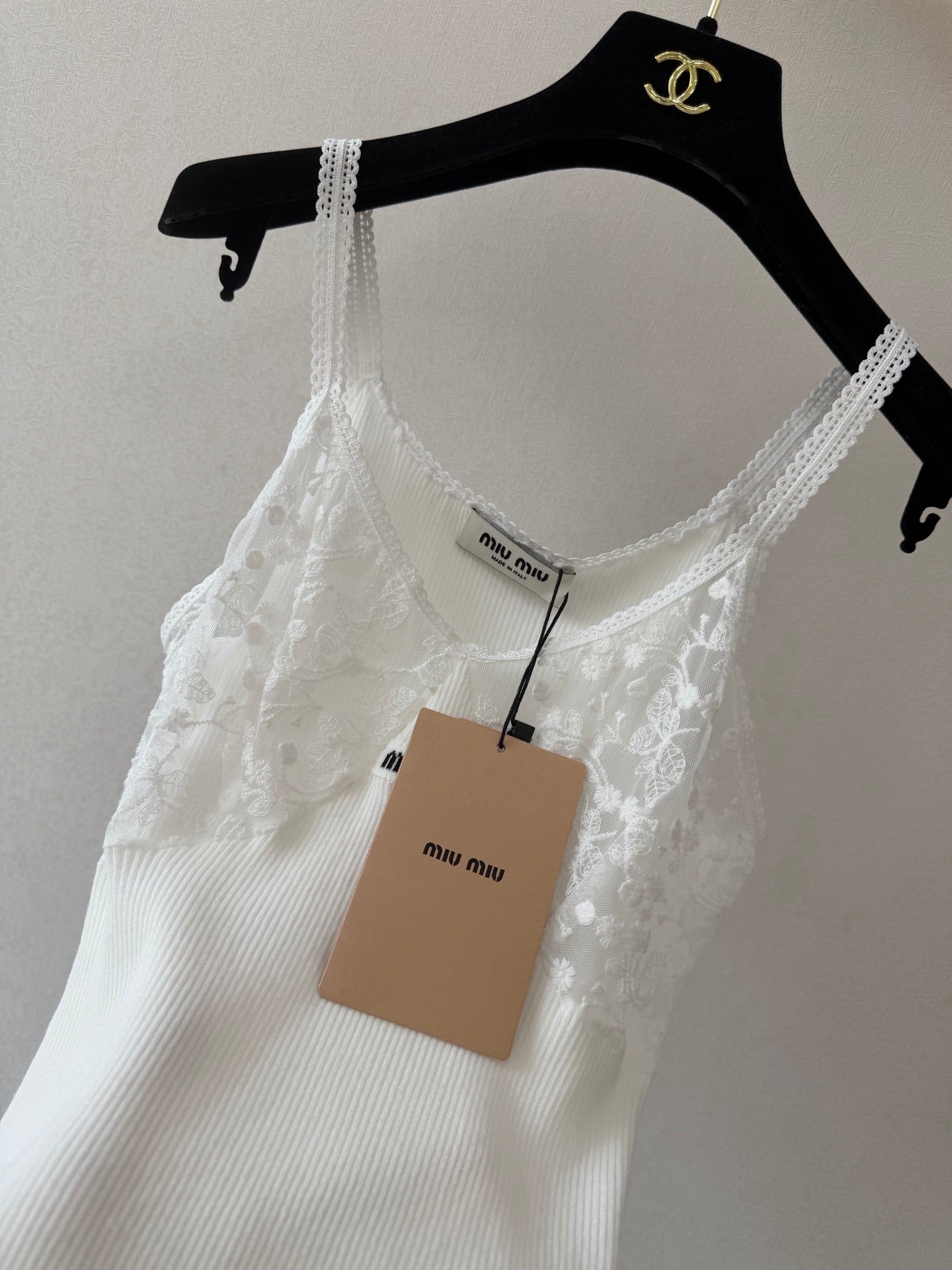 Miumiu 2026 Camisole White Lace Cotton 394789