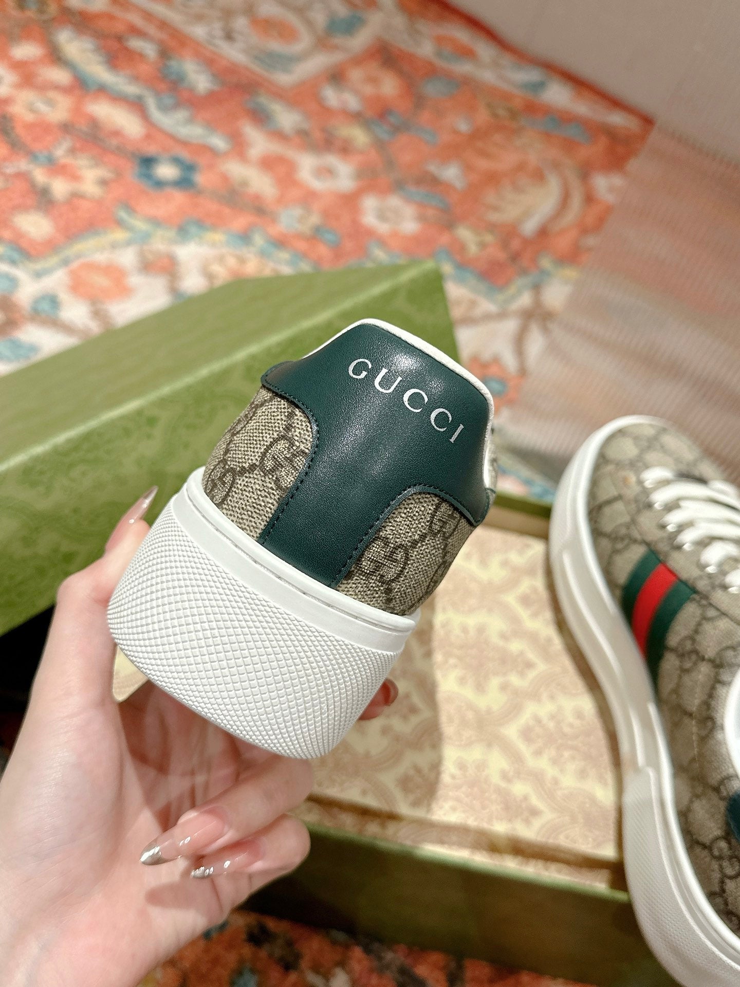 GG Ace Sneaker Begie Ebony Canvas