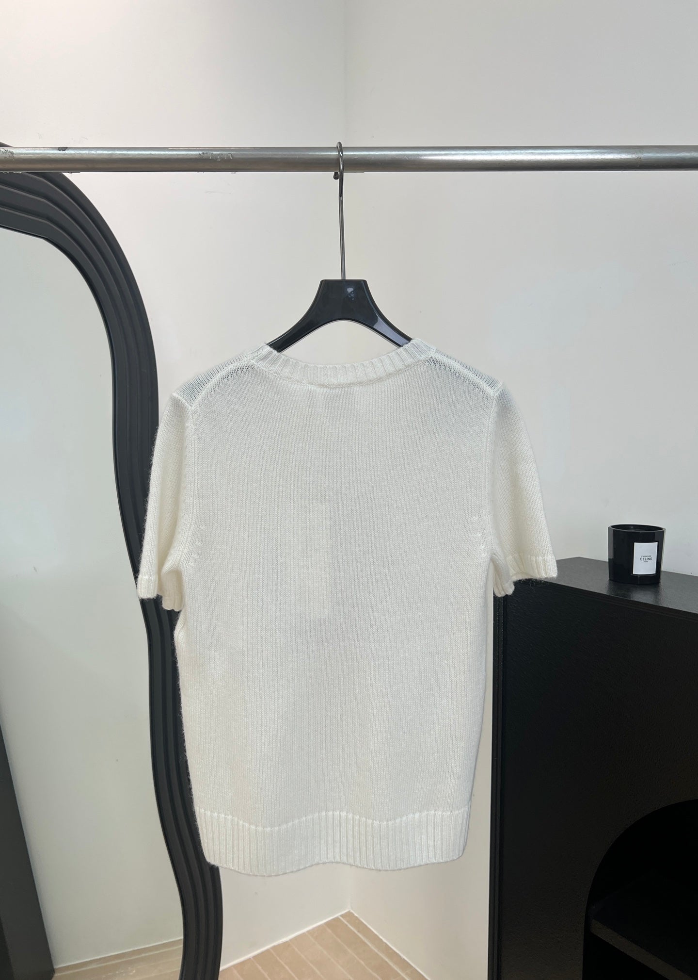 Dior 2026 Floral Embroidered Knit Short-sleeved Top Off-white Wool 138360