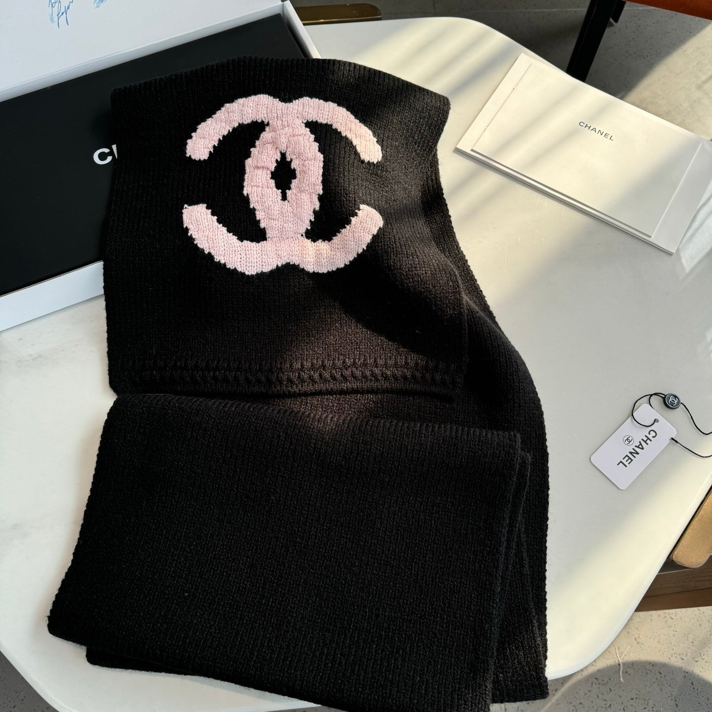 CC 25 Scarf 170cm Black Pink Wool 968533