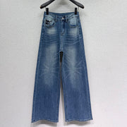 Chanel 2026 Rhinestone Straight Leg Jeans Blue Cotton 108410